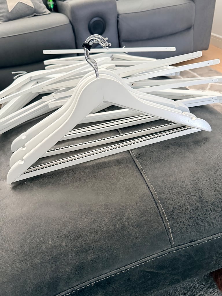 image for White wooden hangers (30)