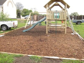 wood chippings garden mulch ideal for weed suppression sold in builders sacks