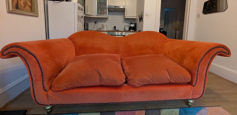 image for Statement orange velvet sofa – elegant, eye-Catching & comfortable
