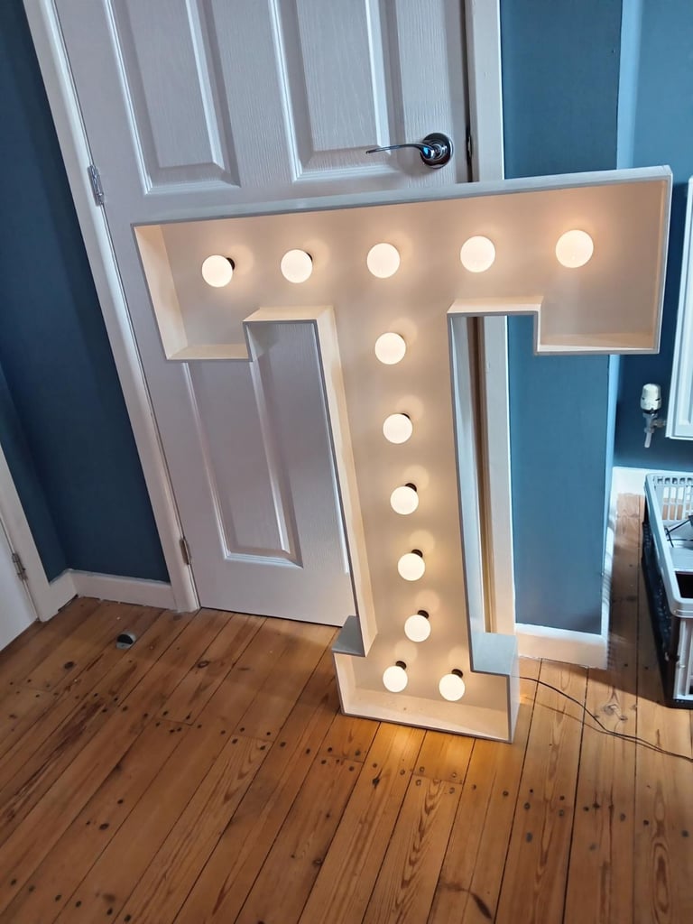 lamp light handmade letter floor table standing or wall mounted cream wedding