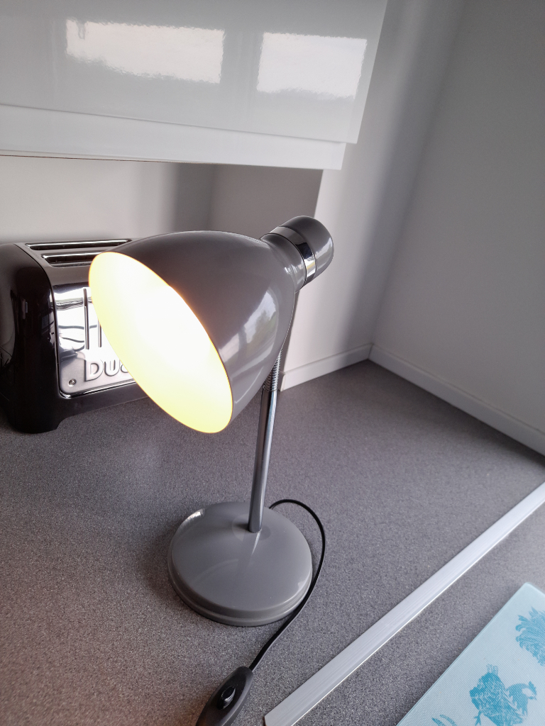Grey lamp with bulb