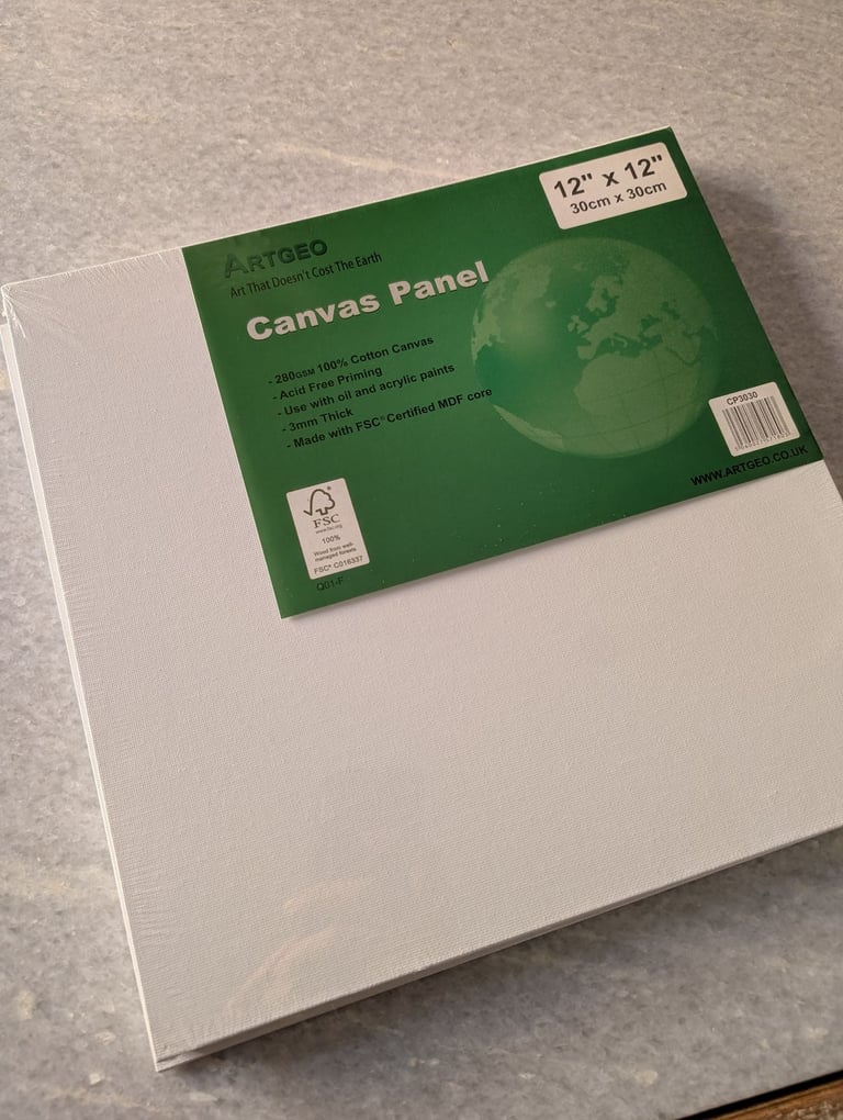 image for 20 Square blank canvas 30cm X 30cm, 3mm thick