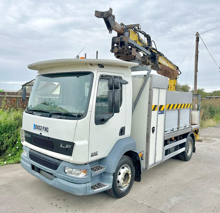 image for 2002 DAF LF55,170 ATLAS CRANE AUGER TELEGRAPH POLE RACK DIRECT BT TRUCK