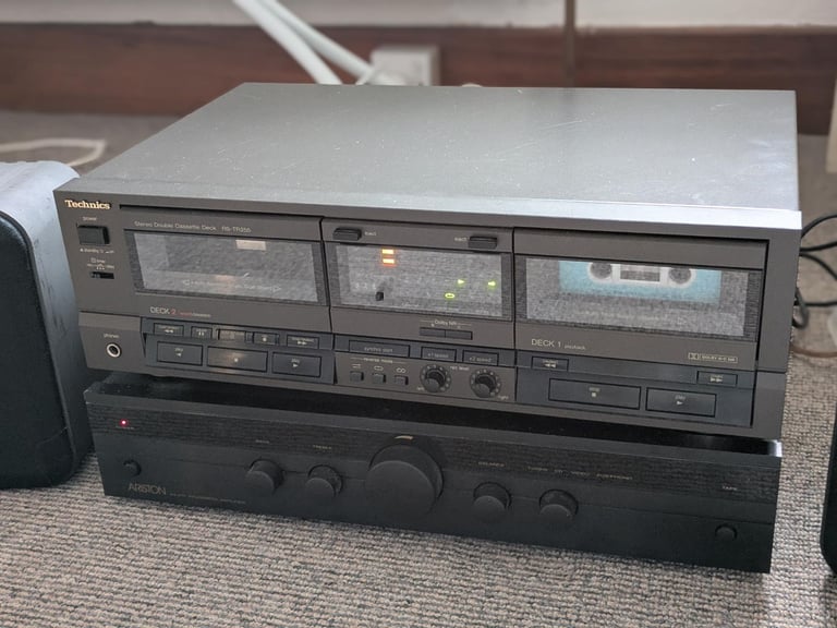 Technics RS-TR255 Stereo Double Cassette Deck with Ariston Amplifier and speakers