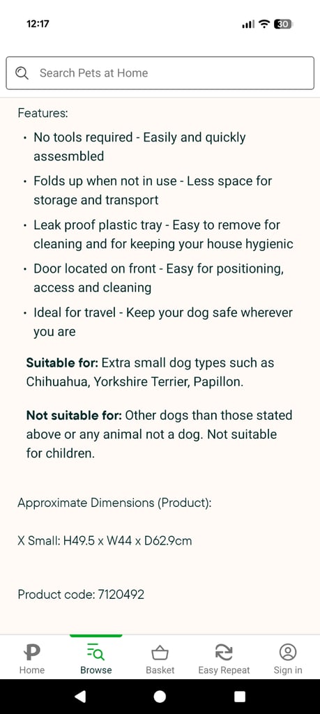 Pink XS Dog Cage / Crate NEW