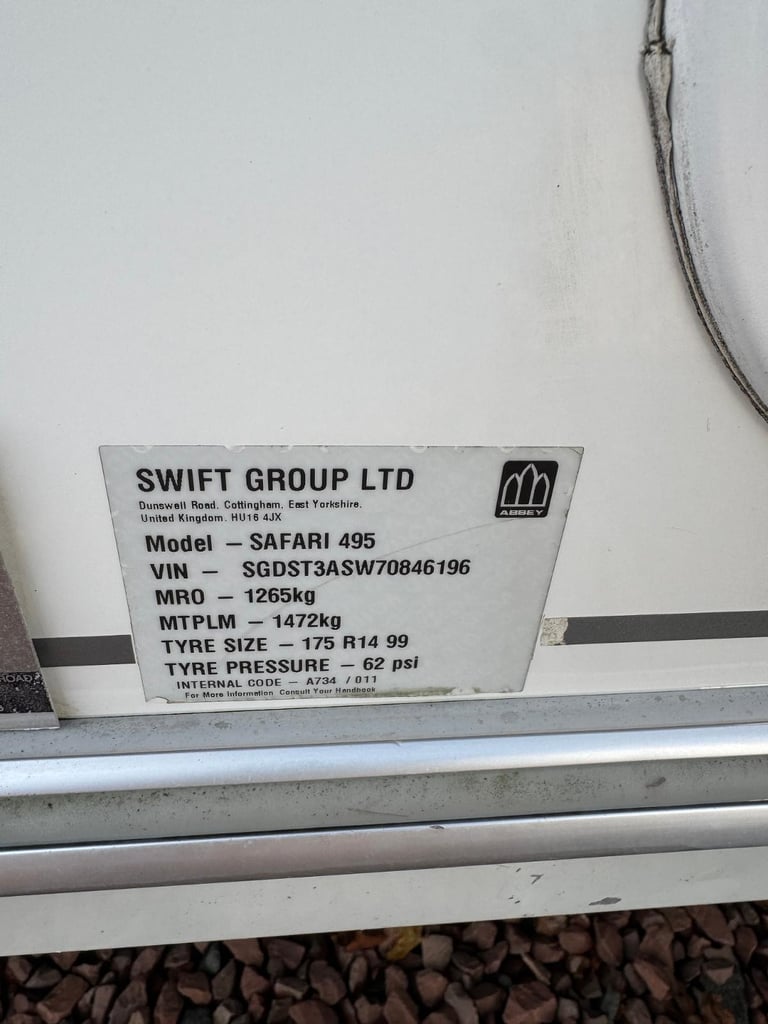 Abbey Safari 495, Yr2007, fixed bed, 4 berth