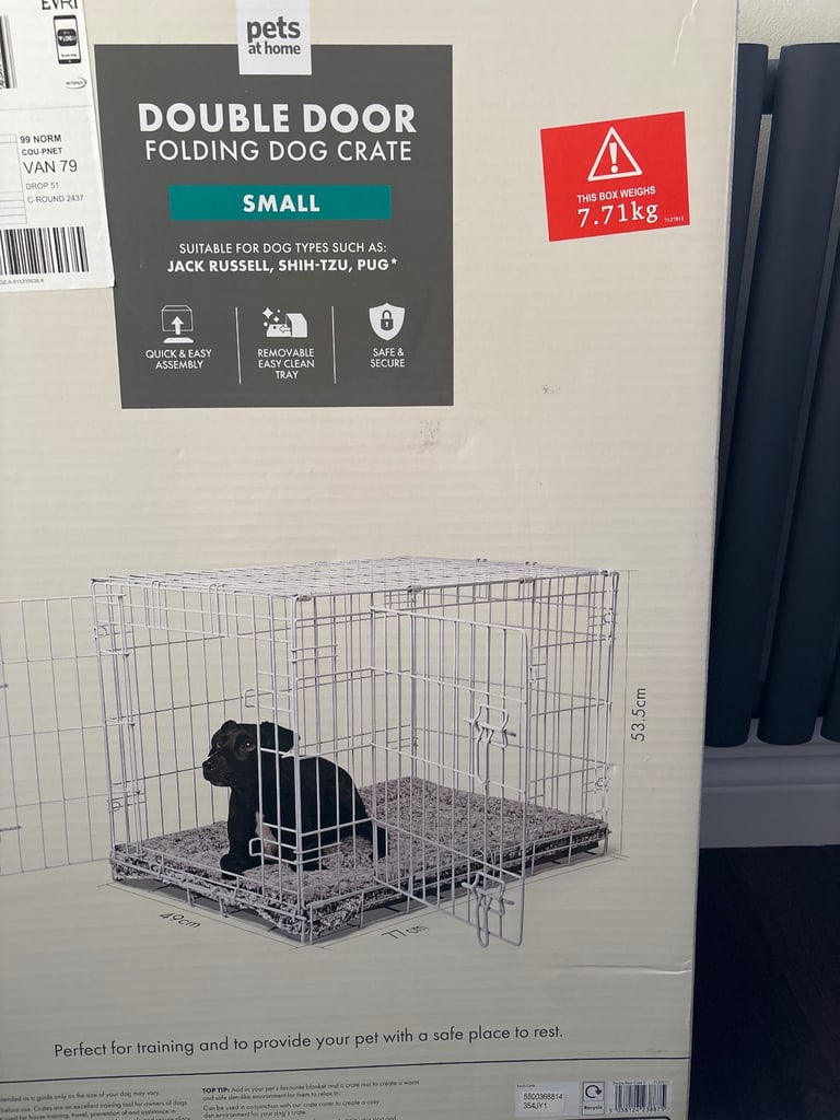 Double door folding dog crate and cover - small