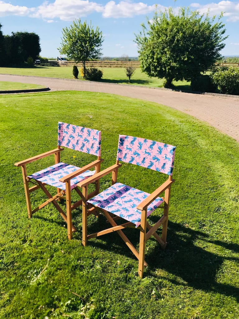 NEW FSC TIGER LEOPARD DESIGN OUTDOOR DIRECTORS CHAIRS X 2