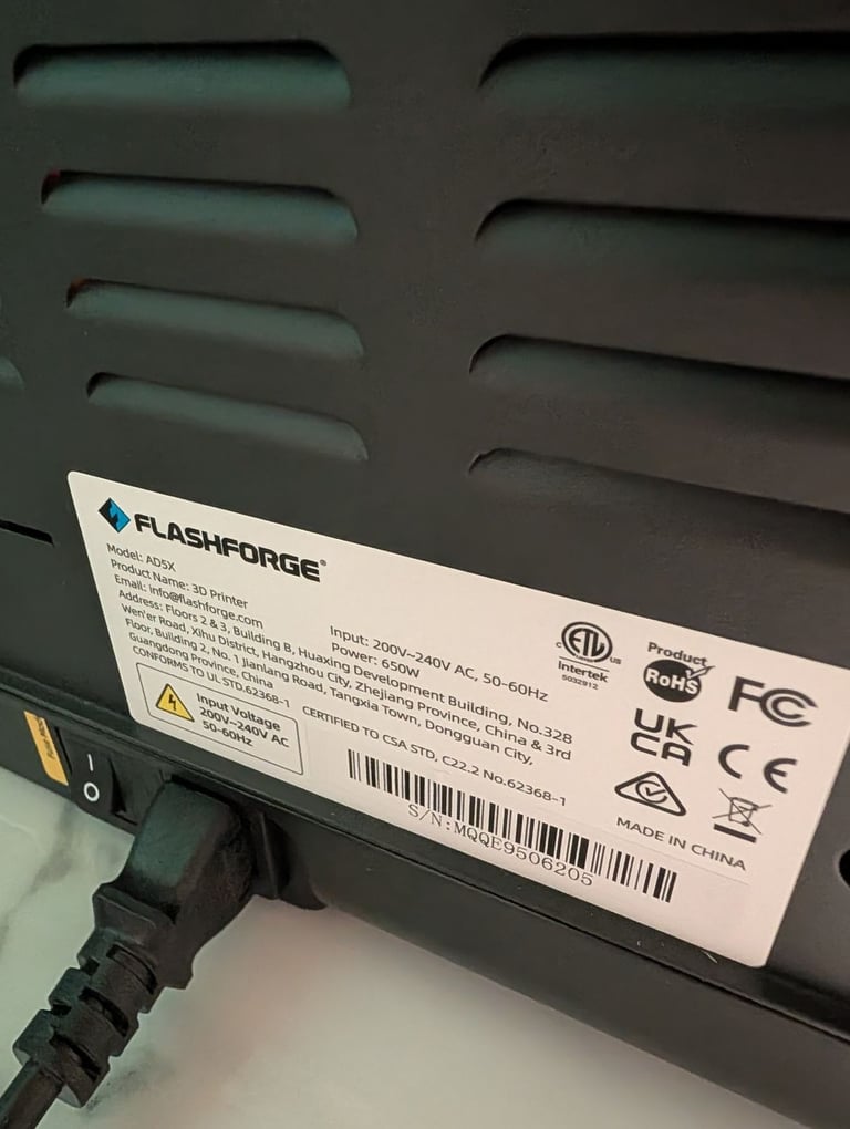 Flashforge ad5x 3D printer great condition 