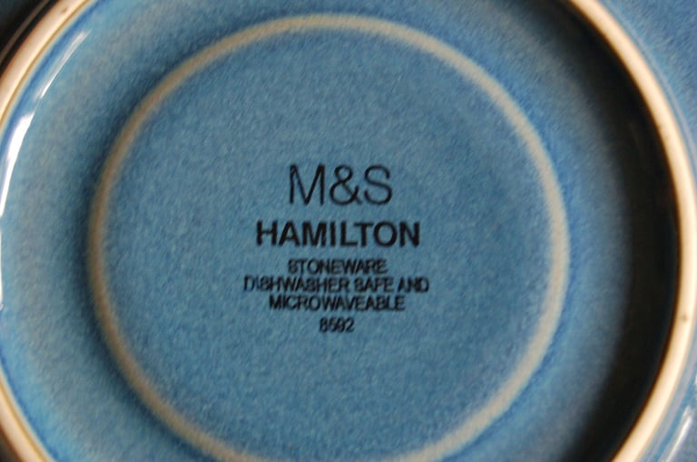 PRICE REDUCED M&S Hamilton Breakfast Cup and 2 Saucers to 'Near Match' Denby Azure, Pristine .