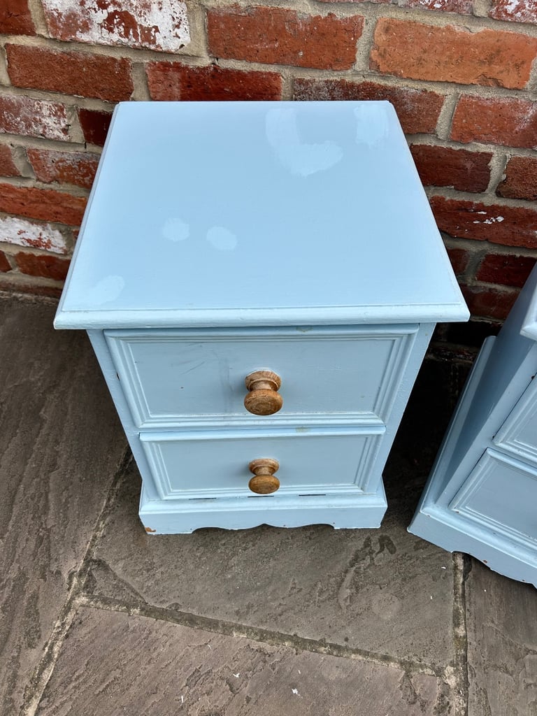 Pair of Solid Pine Bedside Tables for Upcycling Project / Painting - Good Condition 