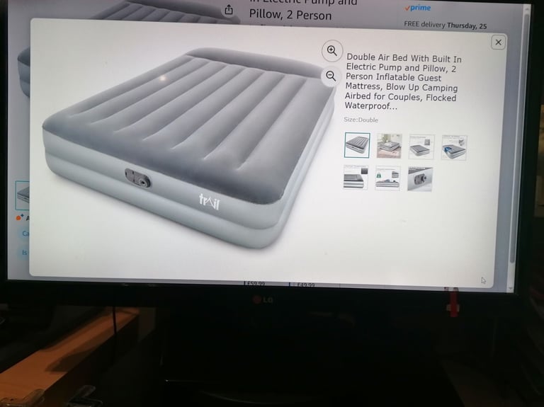 AIR BED WITH PILLOW XL DOUBLE AIRBED 