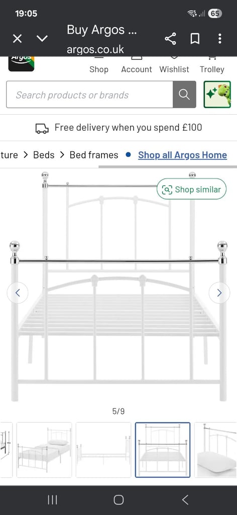 Argos single metal bed frame.