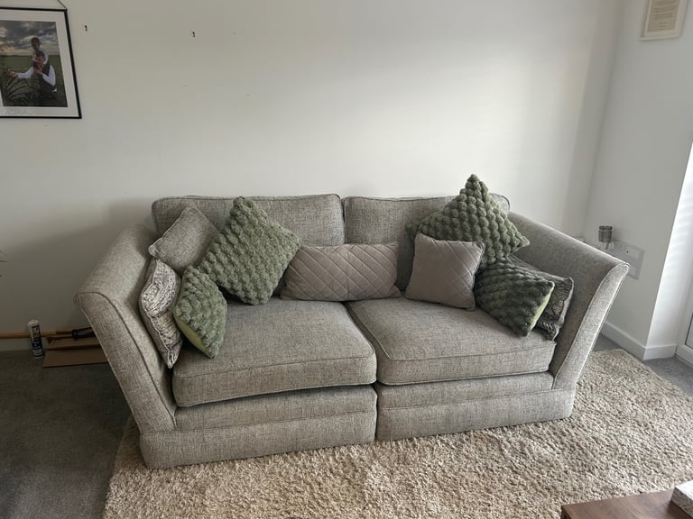 Just in Time for Christmas!! Large 3 seater couch with love chair and a free pouffie 