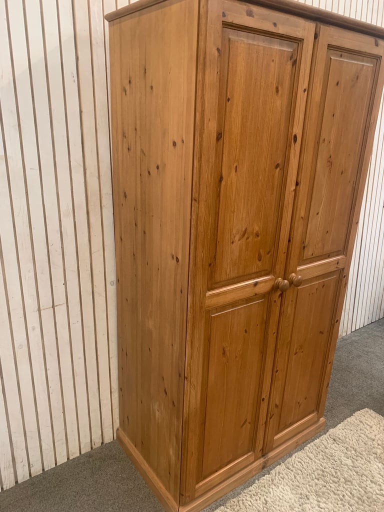 Vintage Double Wardrobe Double Hanging or Full Hanging Two doors and Two Hanging Rails. Solid Pine