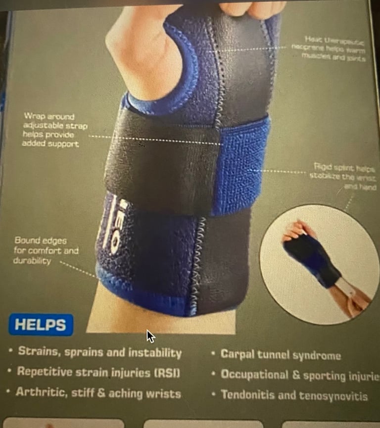 2 New Neo-G Wrist/hand support braces. Universal size. Adjustable. Helps arthritis, tendonitis etc