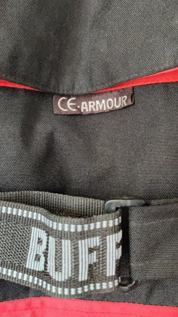 BUFFALO CE Armour Motorcycle Textile Jacket Men's M Black Red Cordura Scotchlite