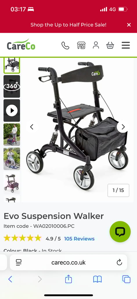 image for Careco Evo rollator walker disabled. Suspension 