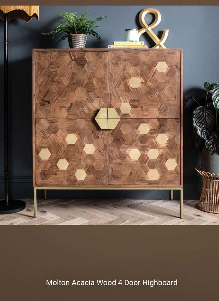 image for Acacia wood 4 door highboard