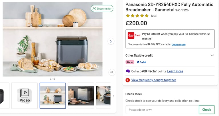 Panasonic SD-YR2540 Fully Automatic Breadmaker – Gunmetal
