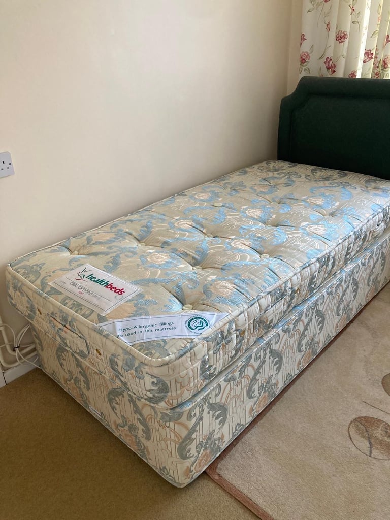 image for Single Divan Bed with Mattress and headboard 