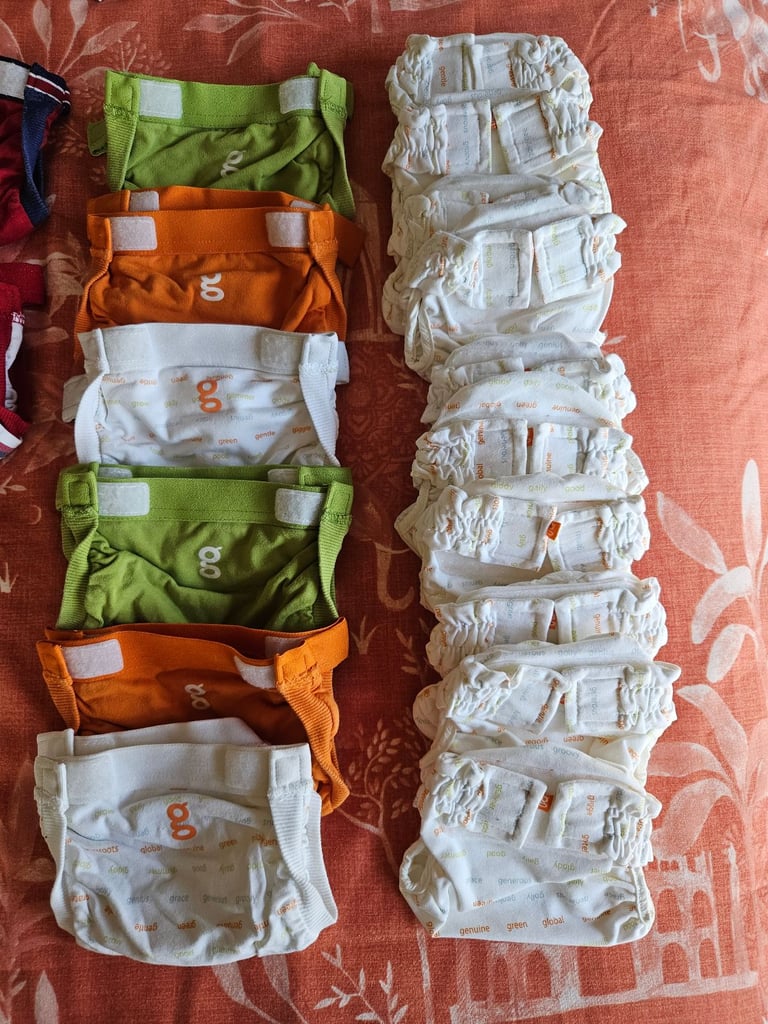 Gnappies Washable Nappies Bundle, 4 sizes, newborn to 16kg