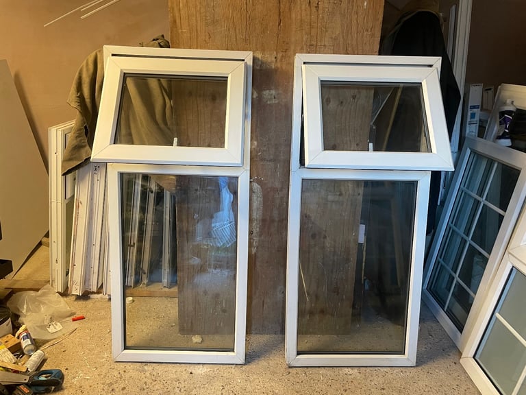 H 142.5 x W 62 cm - MATCHING PAIR UPVC DOUBLE GLAZED WINDOWS - £60 EACH (REF: SJ461 PAIR)