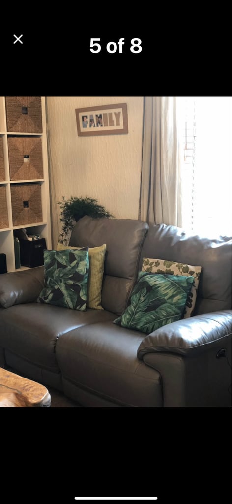DFS grey leather sofa
