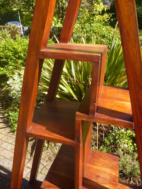 Stunning Mango Wood Triangular Display Unit
