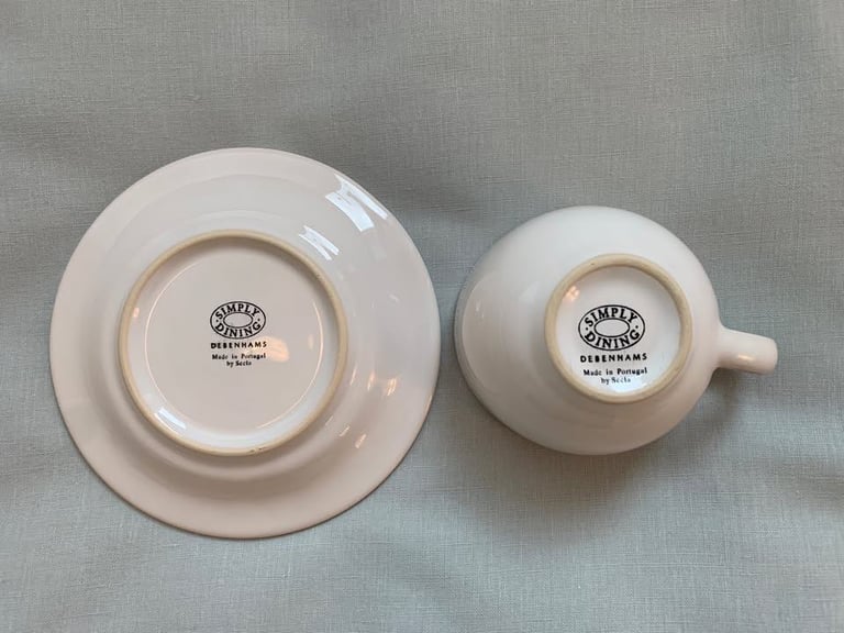 Used once - Six White Cups and Saucers