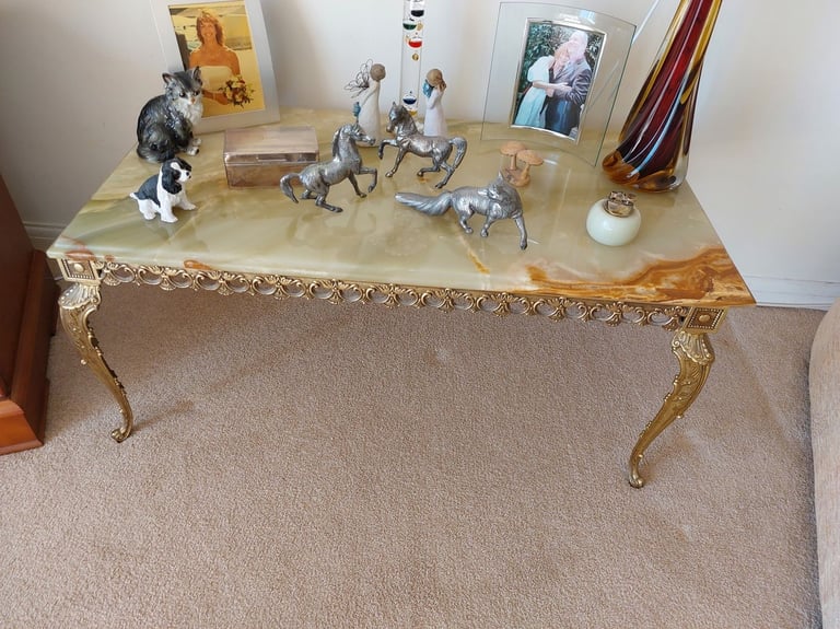 image for Vintage Green Marble Effect Onyx Coffee Table Rectangle Shap