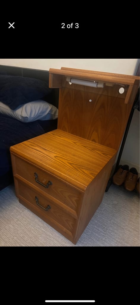 Wooden G-PLAN side tables with built in lights