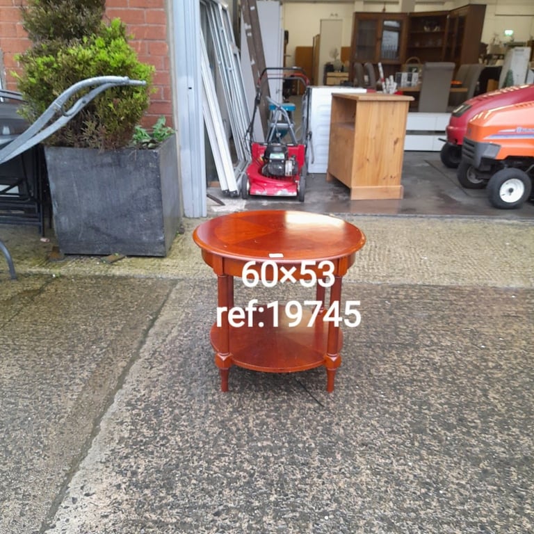 image for Solid wood round table with shelf 60cm x 53cm, Ref:19745