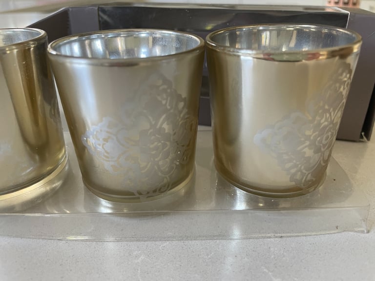 Sia Home Fashion Sia Tea Light Holders gold/ champagne Set of 3