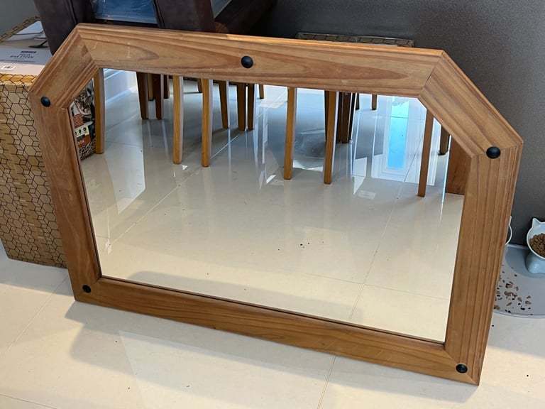 Large Wooden Framed Wall Mirror - Living Room/Bedroom 