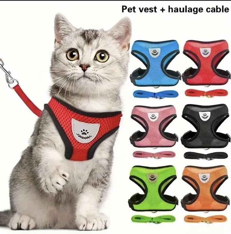 Reflective  Adjustable Pet Harness And Leash Set For Dogs And Cats-3 For £10