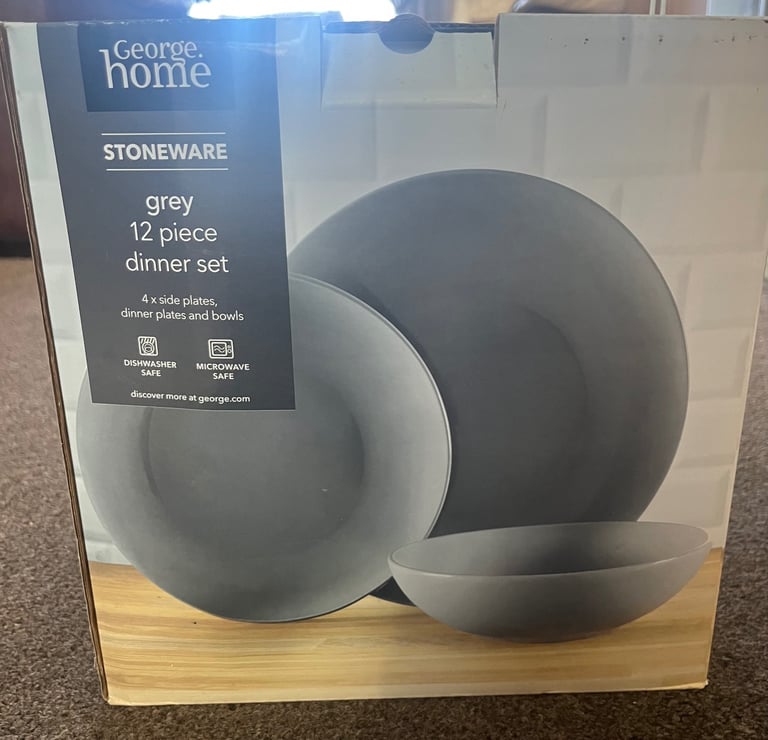 image for Grey 12Piece Dinner Set 