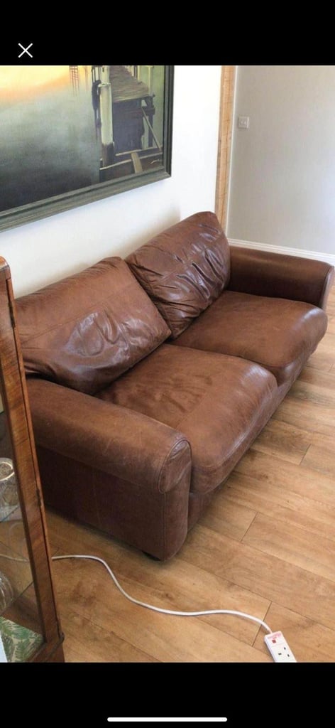 Brown leather sofa