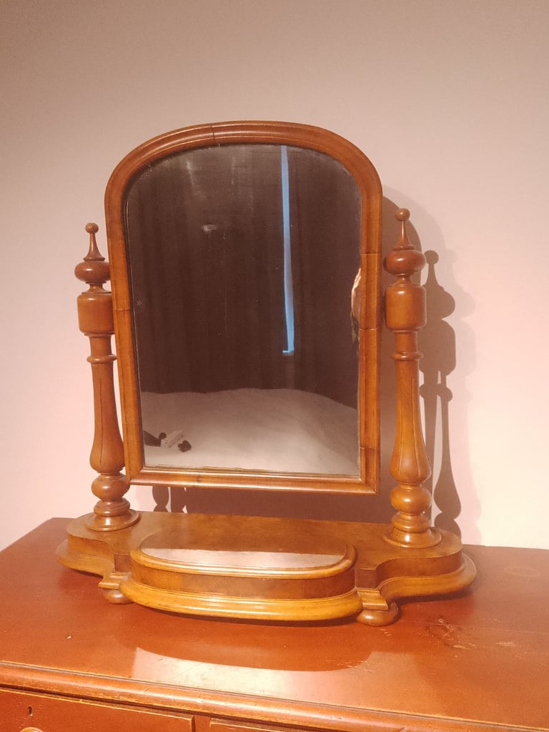 image for Victorian walnut dressing table mirror