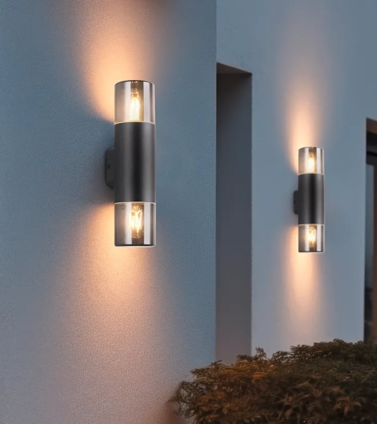 Exterior Up & Down Wall Light in Anthracite - Modern Aluminium Outdoor Lighting