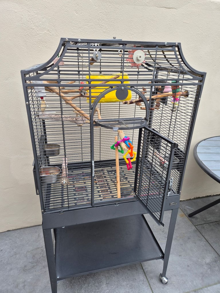 Large bird cage with stand, top and front opening 