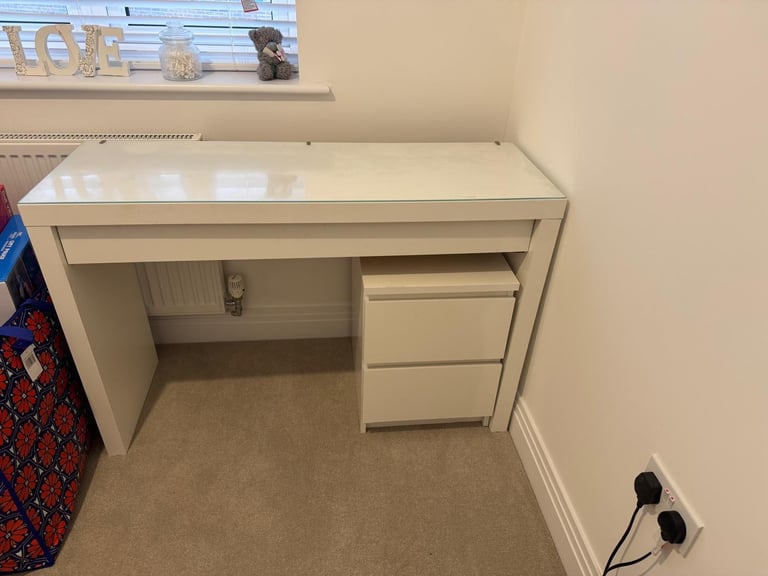 image for Dressing table with glass top, 1 draw and chair included 