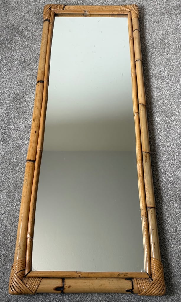 Large, Vintage Cane framed mirror.