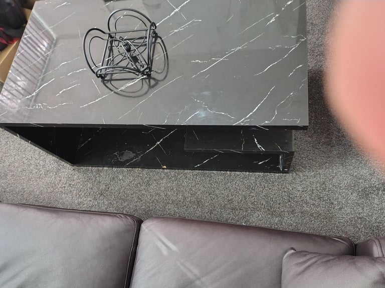 Sleek Black Marble styled Coffee Table - Good Condition