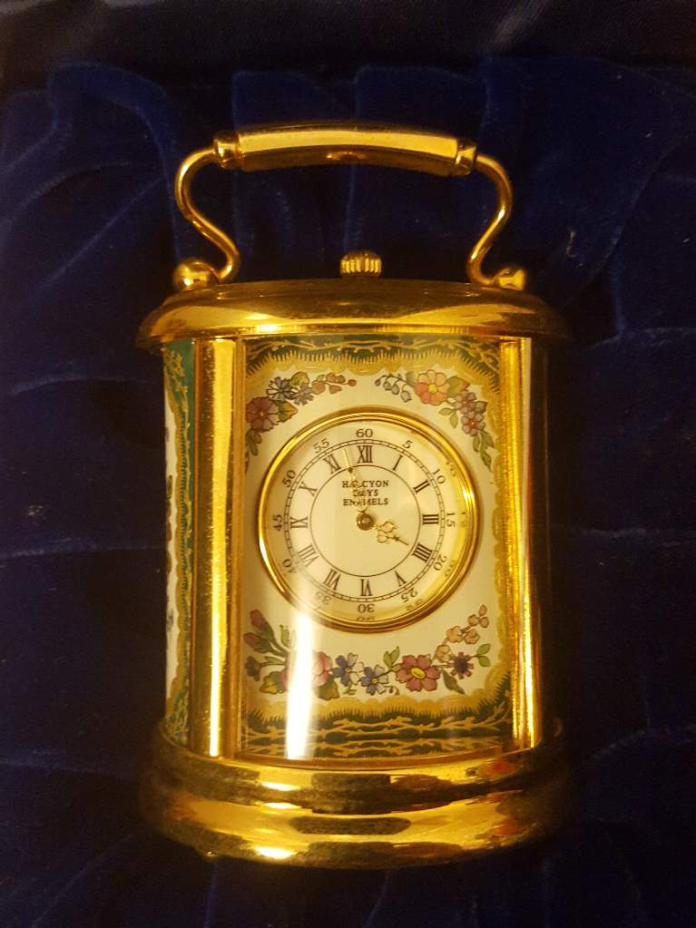 HALCYON DAYS ENAMELS GEORGIAN FLOWER CLOCK BOXED