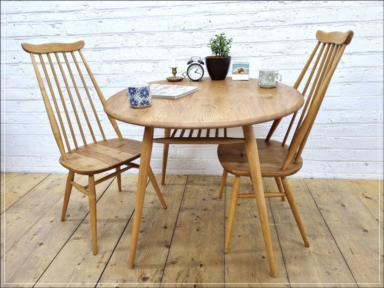 image for Ercol chair X 2 Goldsmith kitchen dining solid elm & beech vintage blonde