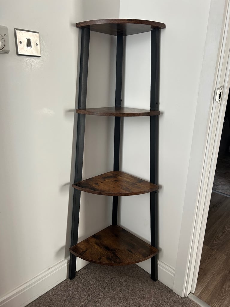 image for Elaina Rustic Wooden Corner Shelving Unit In Vintage Pine 