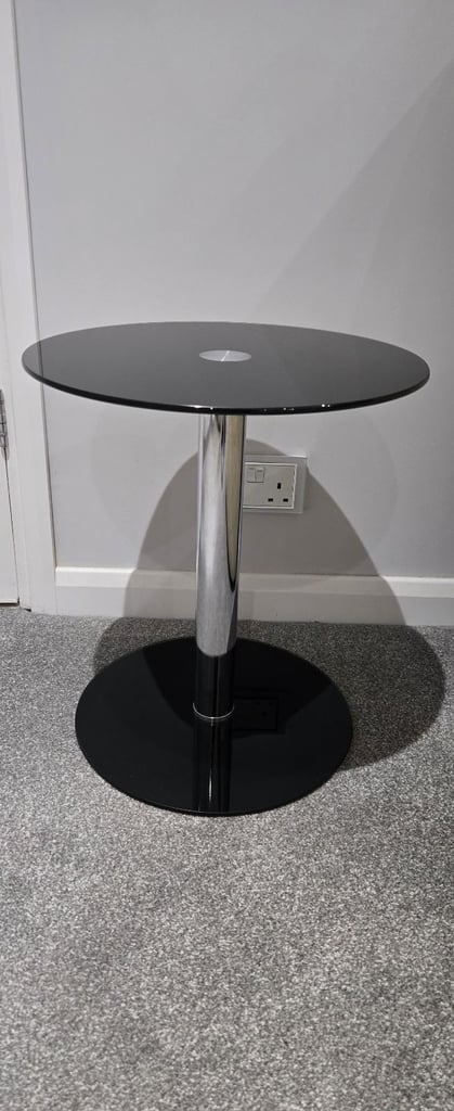 Pair of Matching Black Glass Side Tables 