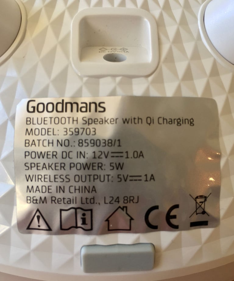 Goodmans Bluetooth Speaker with Qi Charging, Working 👉£15👈