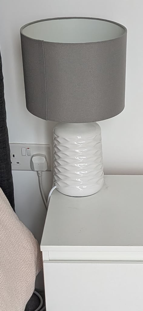 2x John Lewis Annie grey and white table lamp 
